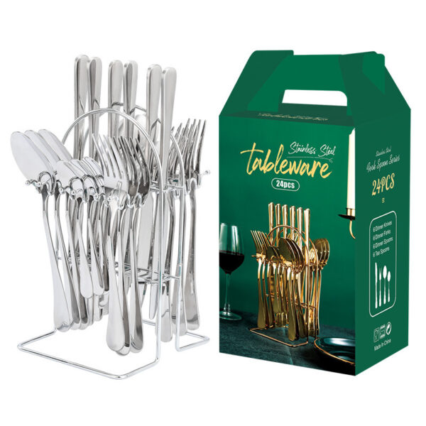 Gold Dinnerware Set Stainless Steel Tableware Set Knife Fork Spoon Luxury Cutlery Set With Storage Rack Dishwasher - Image 6